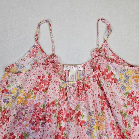 VTG Oscar De La Renta Pink Label Floral Slip Y2K 90s Chemise Nightgown Nightie L - Picture 15 of 15